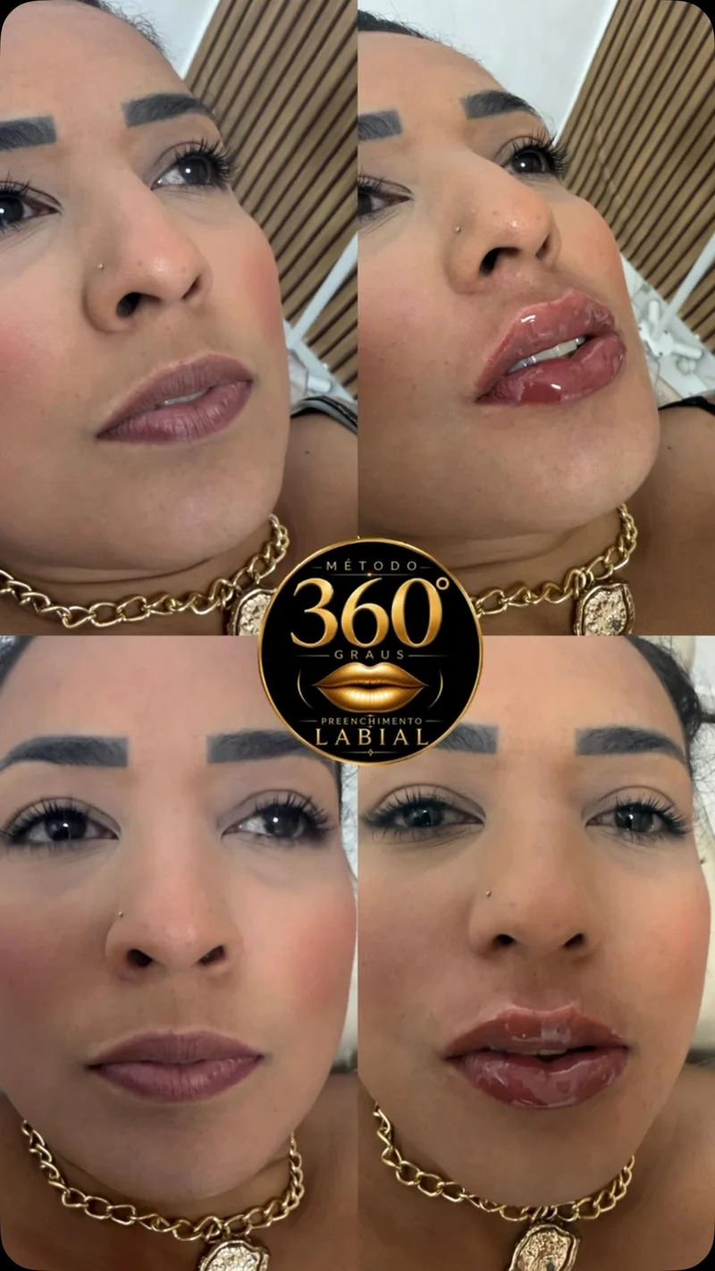 Antes e depois de harmonização labial